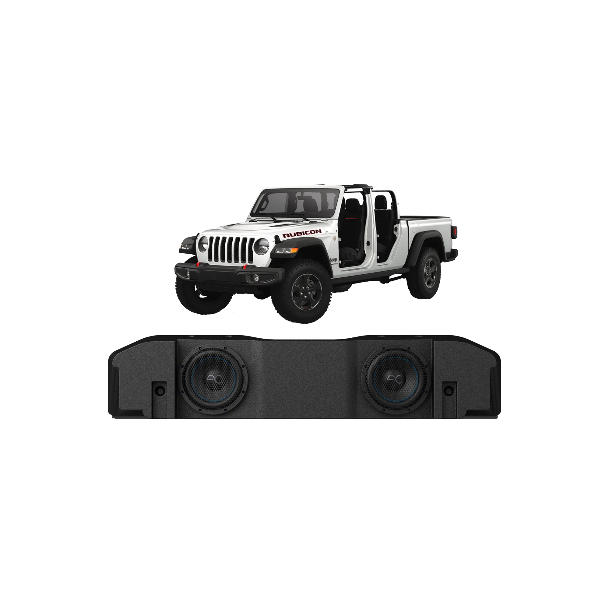 TXJTD8 Jeep Gladiator JT (2020-24) Under Seat Dual 8" Loaded Subwoofer Enclosure