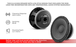 10" Mid-Bass Loudspeaker 600 Watts Rms 8-Ohm - DS18