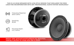 10" Mid-Bass Loudspeaker 600 Watts Rms 8-Ohm - DS18