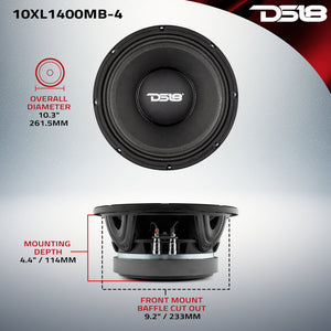 XL 10" Mid-Bass Loudspeaker 700 Watts Rms 4-Ohm - DS18