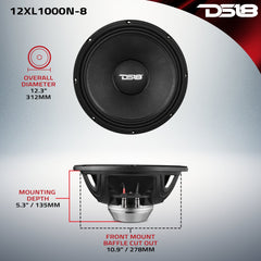 XL 12" Mid-Range Loudspeaker 8-Ohm with Neodymium Magnet 500 Watts RMS - DS18