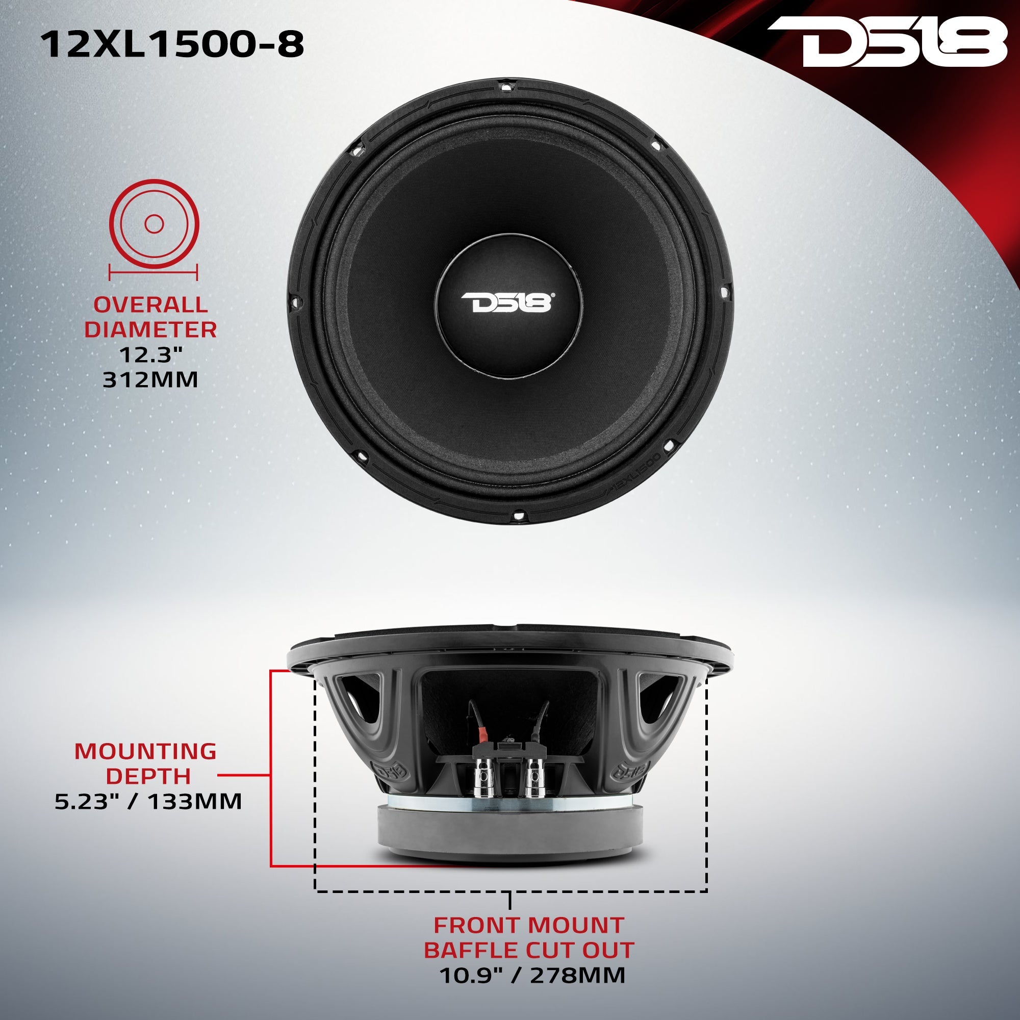 XL 12" Mid-Range Loudspeaker 750 Watts Rms 8-Ohm - DS18