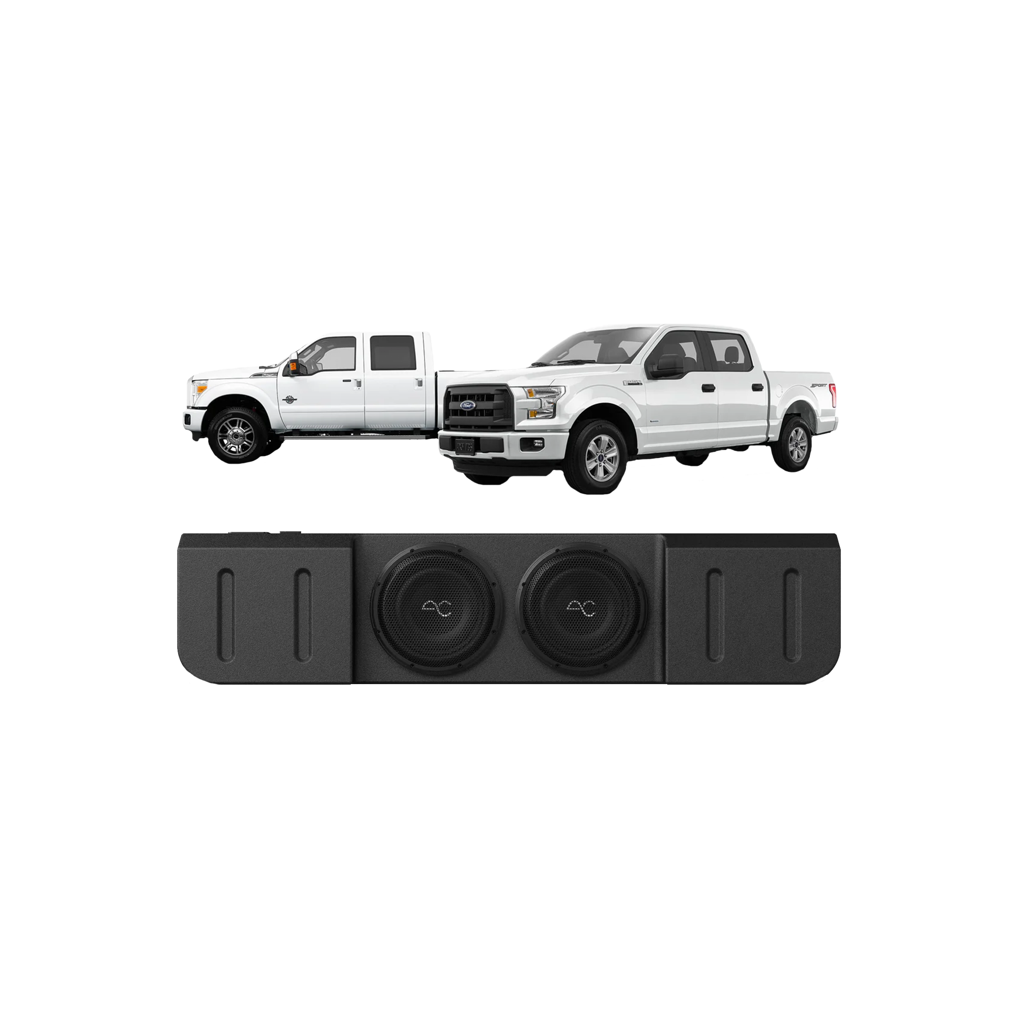 TXFF15D10 Ford F-150 (2015-23) / F-250/350 (2017+) Under Seat Dual 10" Loaded Subwoofer Enclosure
