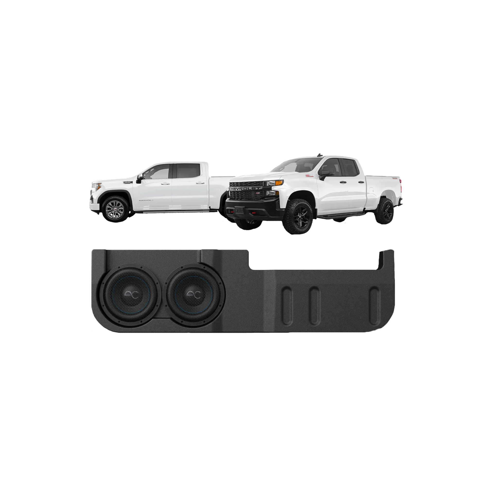 TXGM19D10 Chevy Silverado/GMC Sierra (2019+) Under Seat Dual 10" Loaded Subwoofer Enclosure