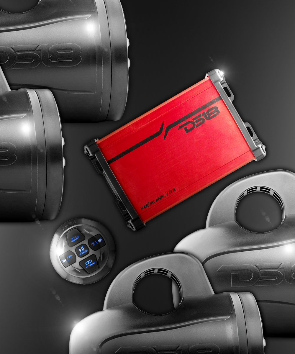 MP 4 x 4" Wakeboard Tower Speakers Package Amplifier And Bluetooth Audio Receiver 100 Watts Rms - DS18