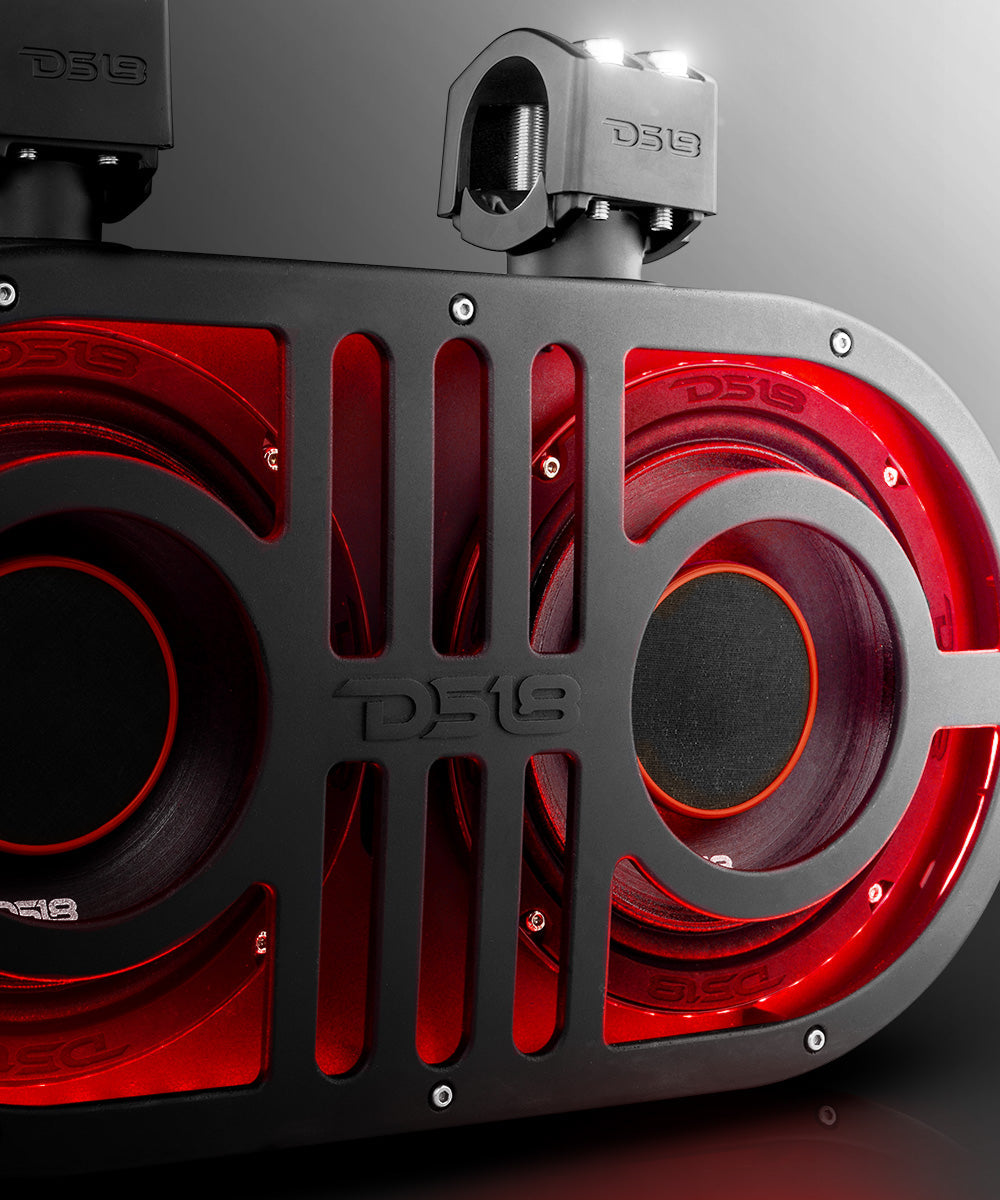 Dual 8" Marine and Powersports PRO Roll Cage Sound Bar System with Built in LED RGB Lights 500 Watts Rms ( 2 x PRO-HY8.4B
