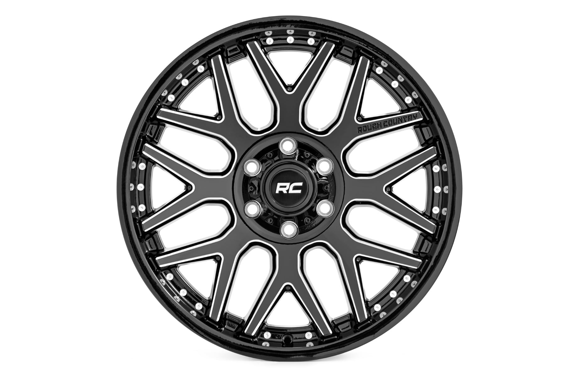 Rough Country 95 Series Wheel | Machined One-Piece | Gloss Black | 20x10 | 6x135 | -19mm