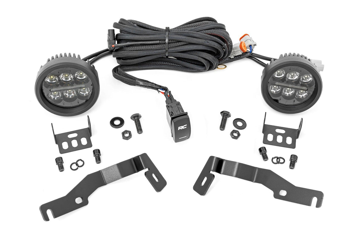 LED Light Kit | Ditch Mount | Black Series Round | 3.5 Inch | Amber DRL | Toyota Tacoma (24-26)