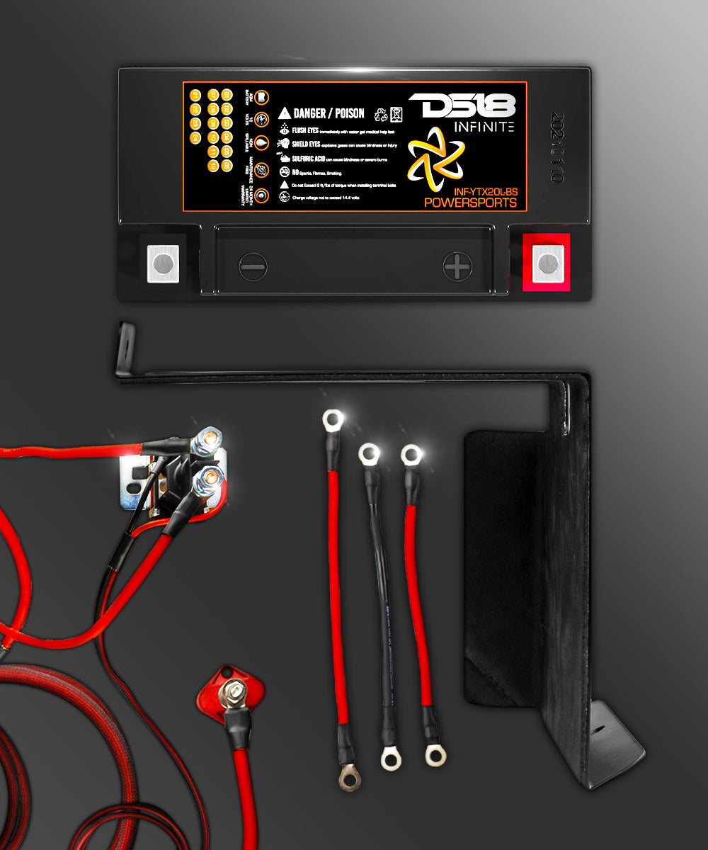 Can-Am Maverick X3 Second Battery Upgrade Kit with Battery - More Battery Reserve Power For Longer Lasting Audio - DS18