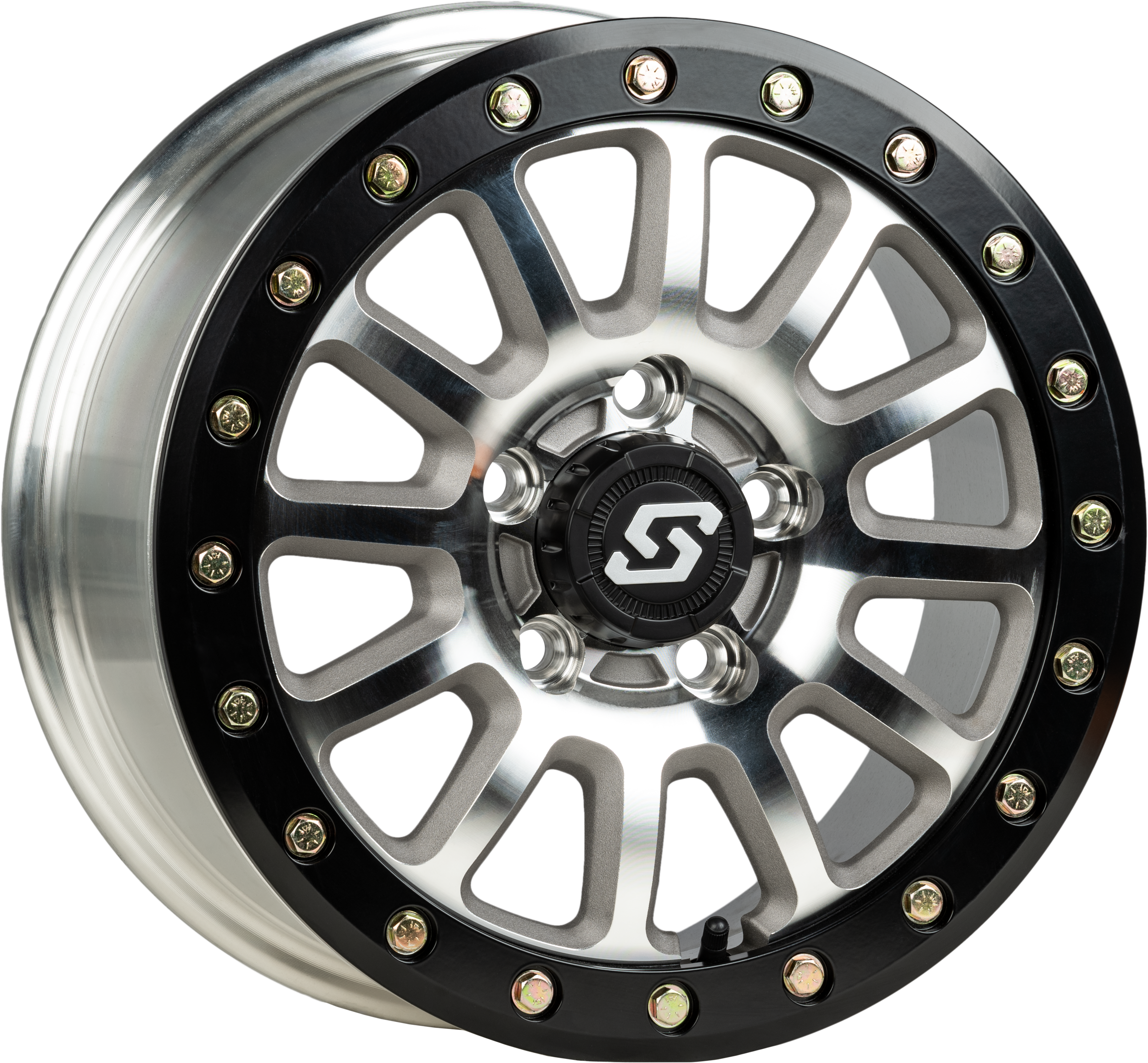 SANO BDLK WHEEL 15X7 5/4.5 6+1 (+50MM) BLK/AS CAST