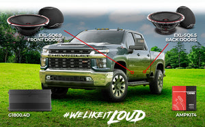 DS18 2016-2021 Chevy Silverado 3500 HD Crew and Extended Cab Front and Back Doors Speakers Better Upgrade/Replacement Package