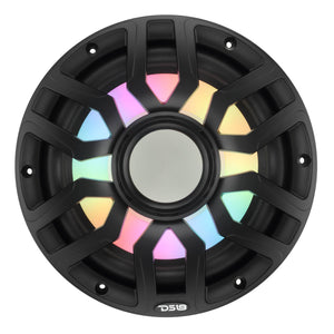 10” Marine Subwoofer with Hybrid Magnet Motor, Removable Grille and Digital LED Lights - 500W RMS 4-Ohm - DS18