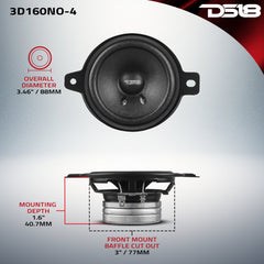 3" OEM Dashboard Loudspeaker with Neodymium Magnet | 80W RMS 4-Ohm - DS18