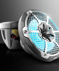 NXL 10" 2-Way Coaxial Marine Speaker With LED RGB Lights 200 Watts Rms 4-Ohm -Black Carbon Fiber - DS18