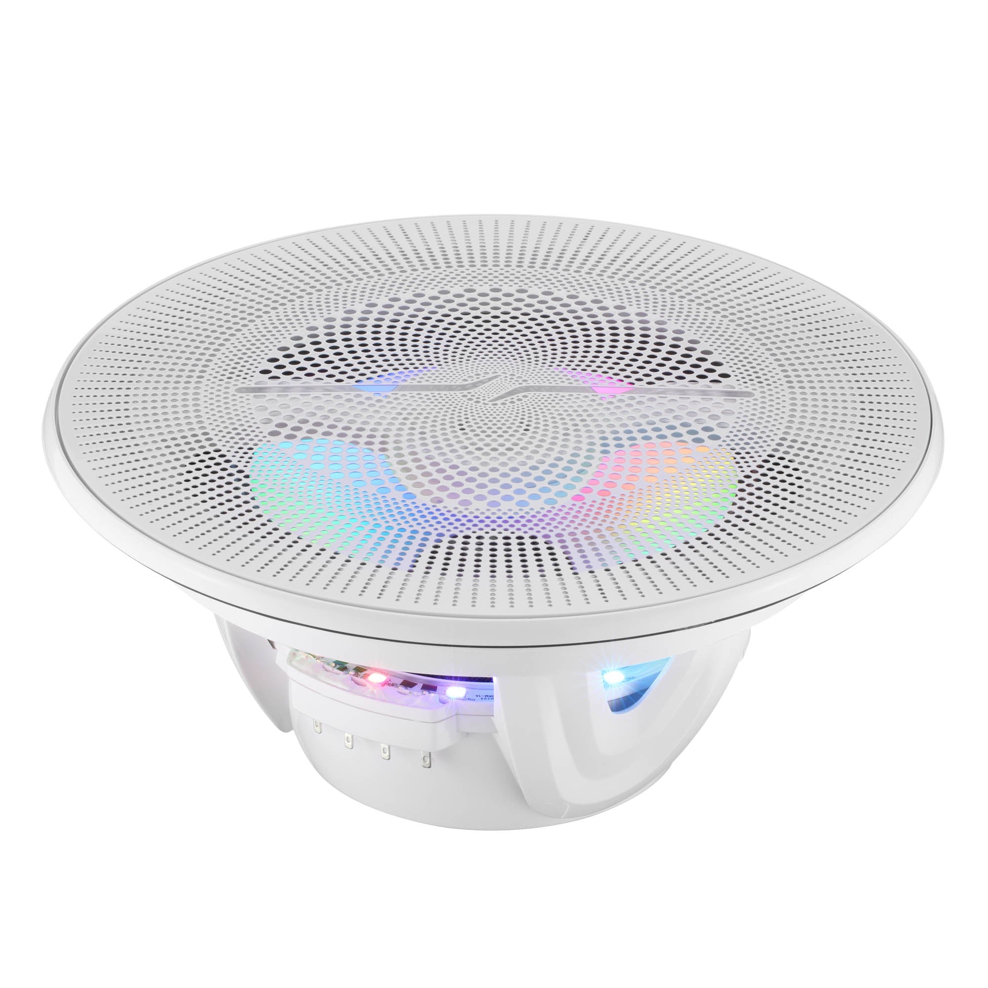 Luxury 8” 2-Way Marine Coaxial Speaker with Digital LED Lights and Flush Magnetic Mount Grille | 175W RMS 4-Ohm - DS18