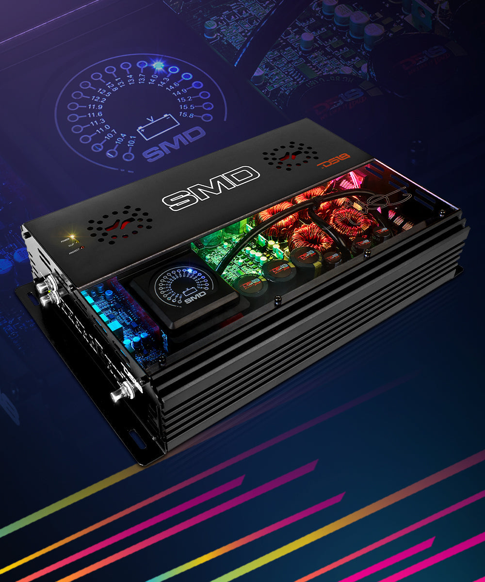 SMD Monoblock Amplifier with VM-1 Voltmeter and Digital LED Lights 3000W RMS at 1-ohm - Steve Meade Designs - DS18