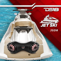 Extreme Sound System for Jet Skis - Loaded with 2 x 8" Coaxial Marine Speakers with RGB LED Lights - DS18