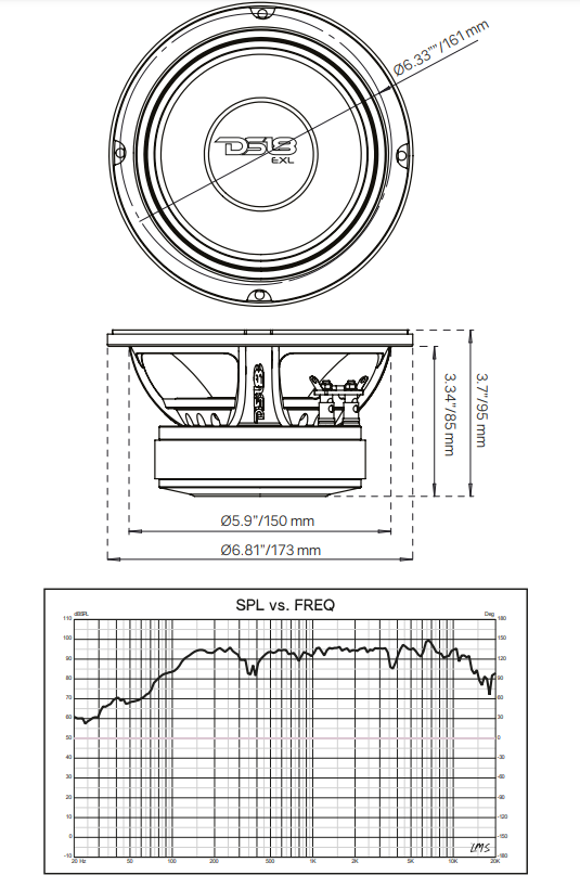 PRO-EXL 6.5" Mid-Range Loudspeaker 300 Watts Rms 4-Ohm - DS18