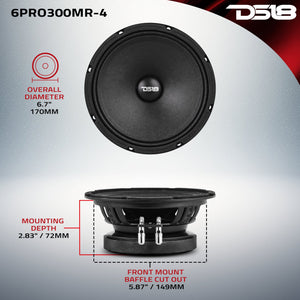 PRO 6.5” High Sensitivity Professional Mid-Range Loudspeaker 150 Watts Rms 4-Ohm - DS18