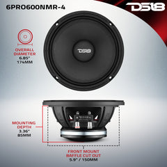 6.5” High-Sensitivity Professional Midrange Loudspeaker with Neodymium Magnet | 250W RMS 4-Ohm - DS18