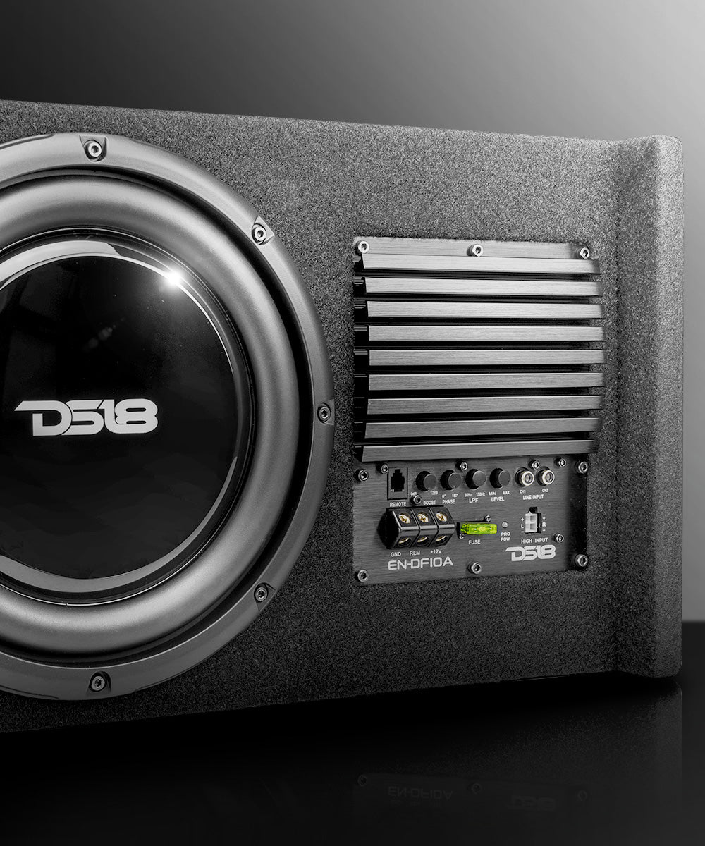 10" Loaded Amplified Shallow Down Fire Subwoofer Enclosure 250 Watts Rms - DS18
