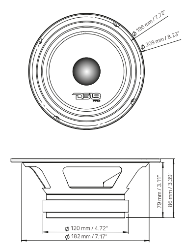 PRO-X 8" Mid-Range Loudspeaker with Bullet | 275W RMS 4-Ohm - DS18