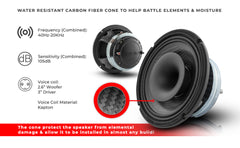 8" Neodymium Coaxial Hybrid Mid-Bass Water resistant Carbon Fiber Cone Loudspeaker with Built-in Driver 400 Watts Rms 4-Ohm
