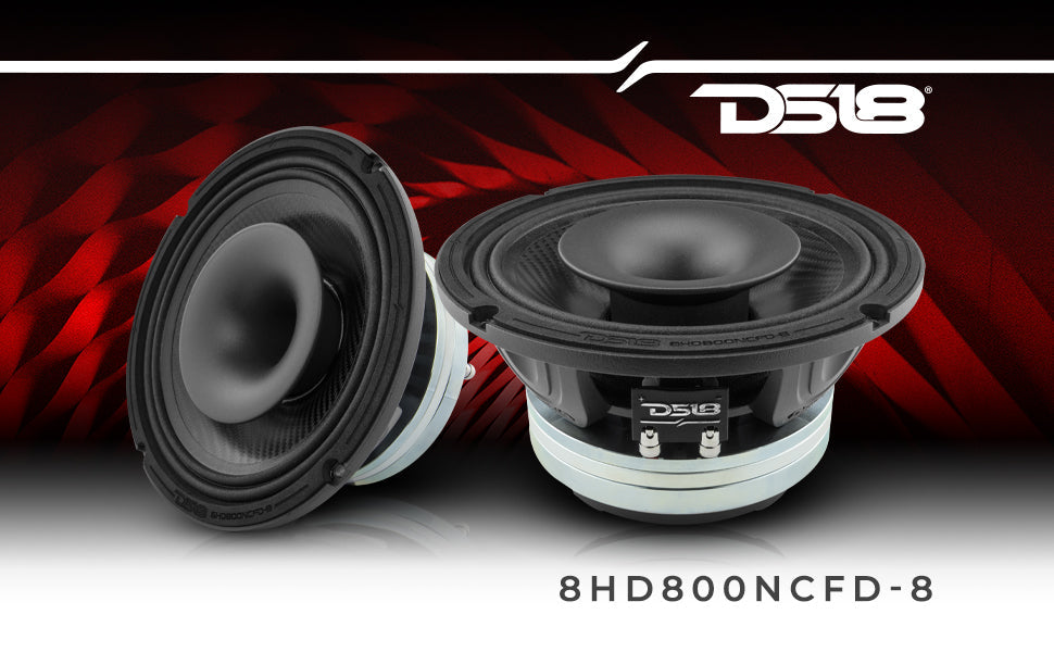 8" Neodymium Coaxial Hybrid Mid-Bass Water resistant Carbon Fiber Cone Loudspeaker with Built-in Driver 400 Watts Rms 8-Ohm