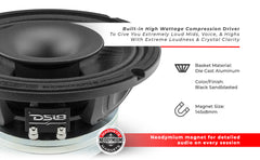 8" Neodymium Coaxial Hybrid Mid-Bass Water resistant Carbon Fiber Cone Loudspeaker with Built-in Driver 400 Watts Rms 8-Ohm