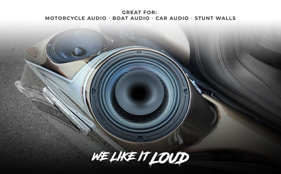 8" Neodymium Coaxial Hybrid Mid-Bass Water resistant Carbon Fiber Cone Loudspeaker with Built-in Driver 400 Watts Rms 8-Ohm