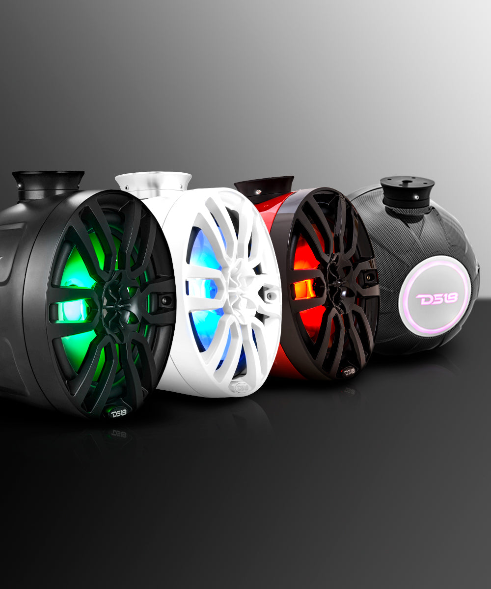 NXL 8" Pod 375W Speaker with Integrated RGB LED Lights (Pair) - Perfect for Jet Skis - DS18