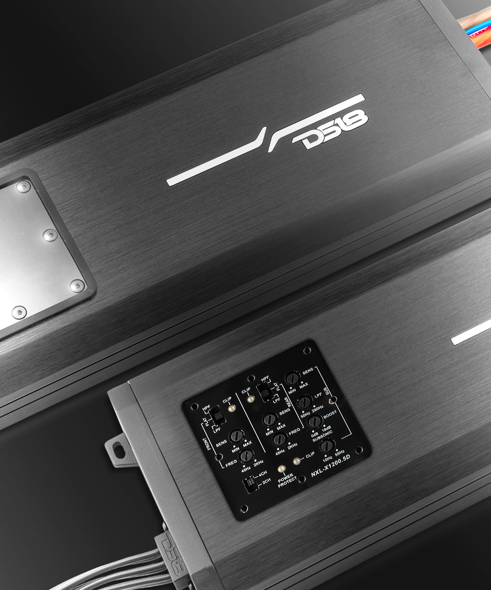 NXL 5-Channel Full-Range Class D IP67 Marine and Powersports Amplifier 4 x 150 @ 4-Ohm and 1 x 600 @ 2-Ohm Watts Rms - DS18