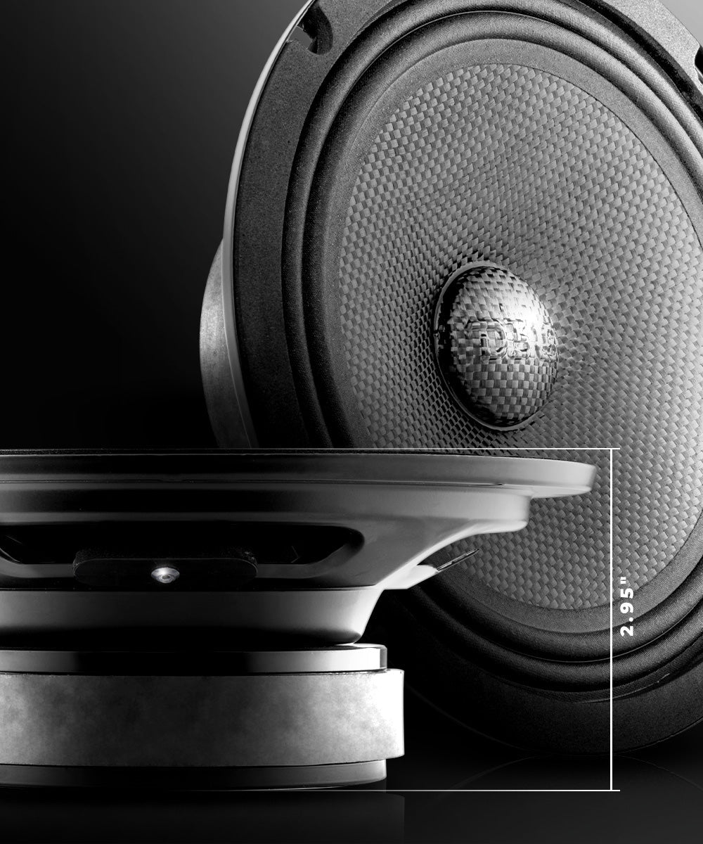 PRO 8" Shallow Carbon Fiber Water resistant Cone Mid-Bass Loudspeaker 275 Watts Rms 4-Ohm - DS18
