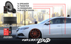DS18 2009-2014 Acura TL Front and Back Doors Speakers Best Upgrade/Replacement Package 1800 Watts - DS18