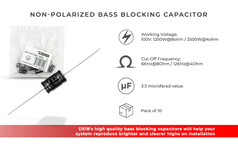 Bass Blocker 12KHz @ 4 ohms or 6KHz @ 8 ohms 6DB/OCT Tweeter 10PCK - DS18