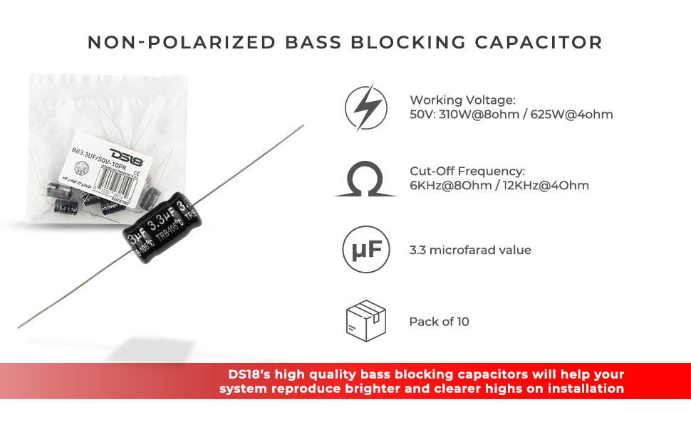 Bass Blocker 12KHz @ 4 ohms or 6KHz @ 8 ohms 6DB/OCT Tweeter 10PCK - DS18