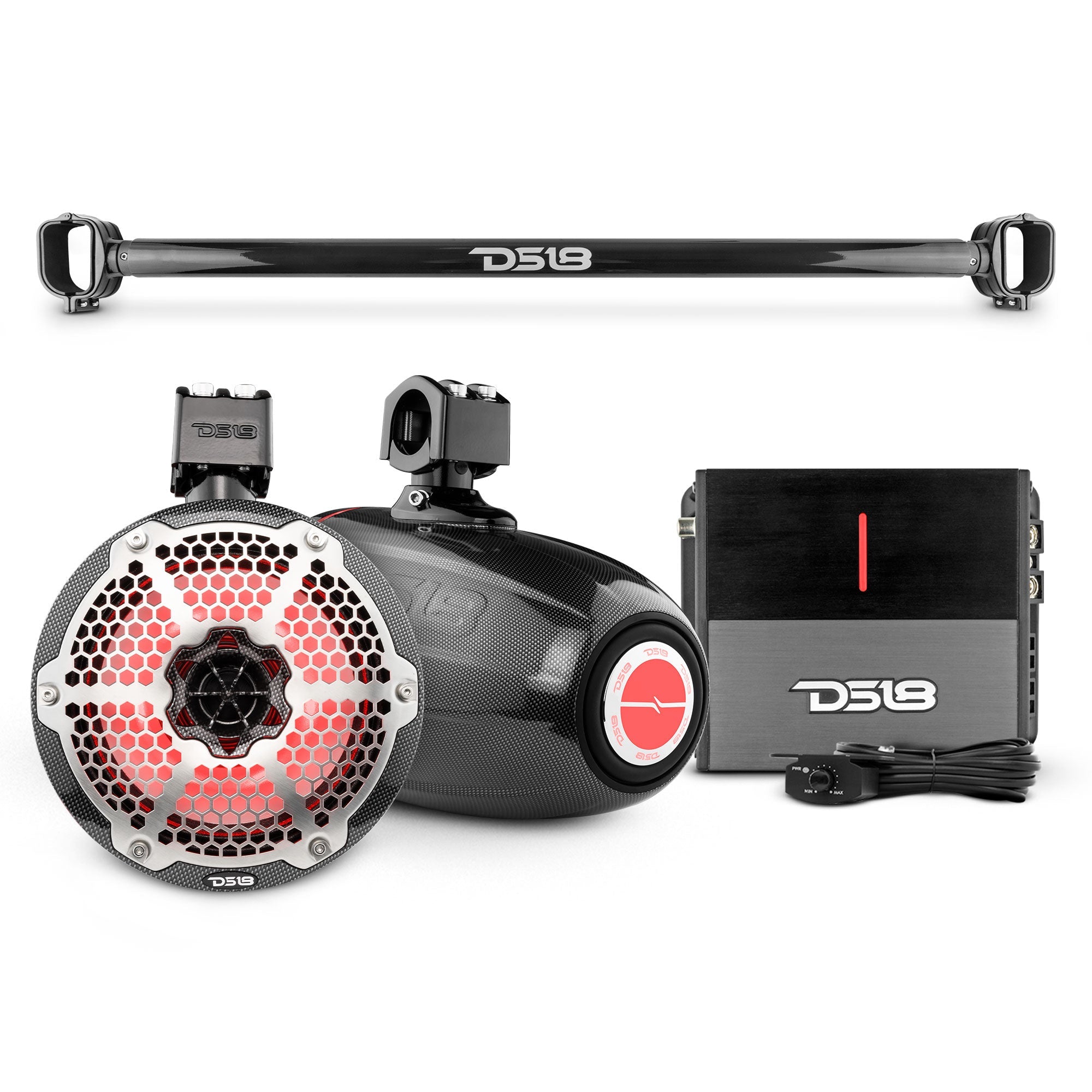 Bronco 6th Gen Mounting Tube Bundle with 8" Marine Tower Speakers with RGB LED Lights and Amplifier - DS18