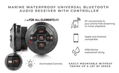 Marine And Powersports Waterproof Bluetooth Audio Receiver With Controls - DS18