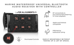 Marine And Powersports Waterproof Bluetooth Audio Receiver With Controls - DS18