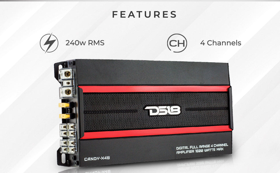 CANDY Compact Full-Range Class D 4-Channel Amplifier 1600 Watts - DS18