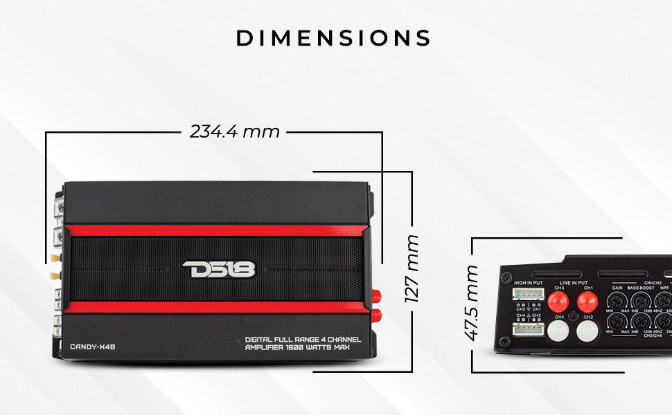 CANDY Compact Full-Range Class D 4-Channel Amplifier 1600 Watts - DS18