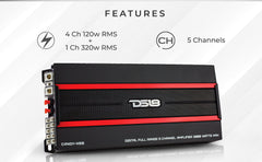 CANDY Compact Full-Range Class D 5-Channel Amplifier 2000 Watts - DS18