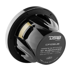 NXL 10" Marine Subwoofer With LED RGB Lights 300 Watts Rms SVC 4-Ohm -Black Carbon Fiber - DS18