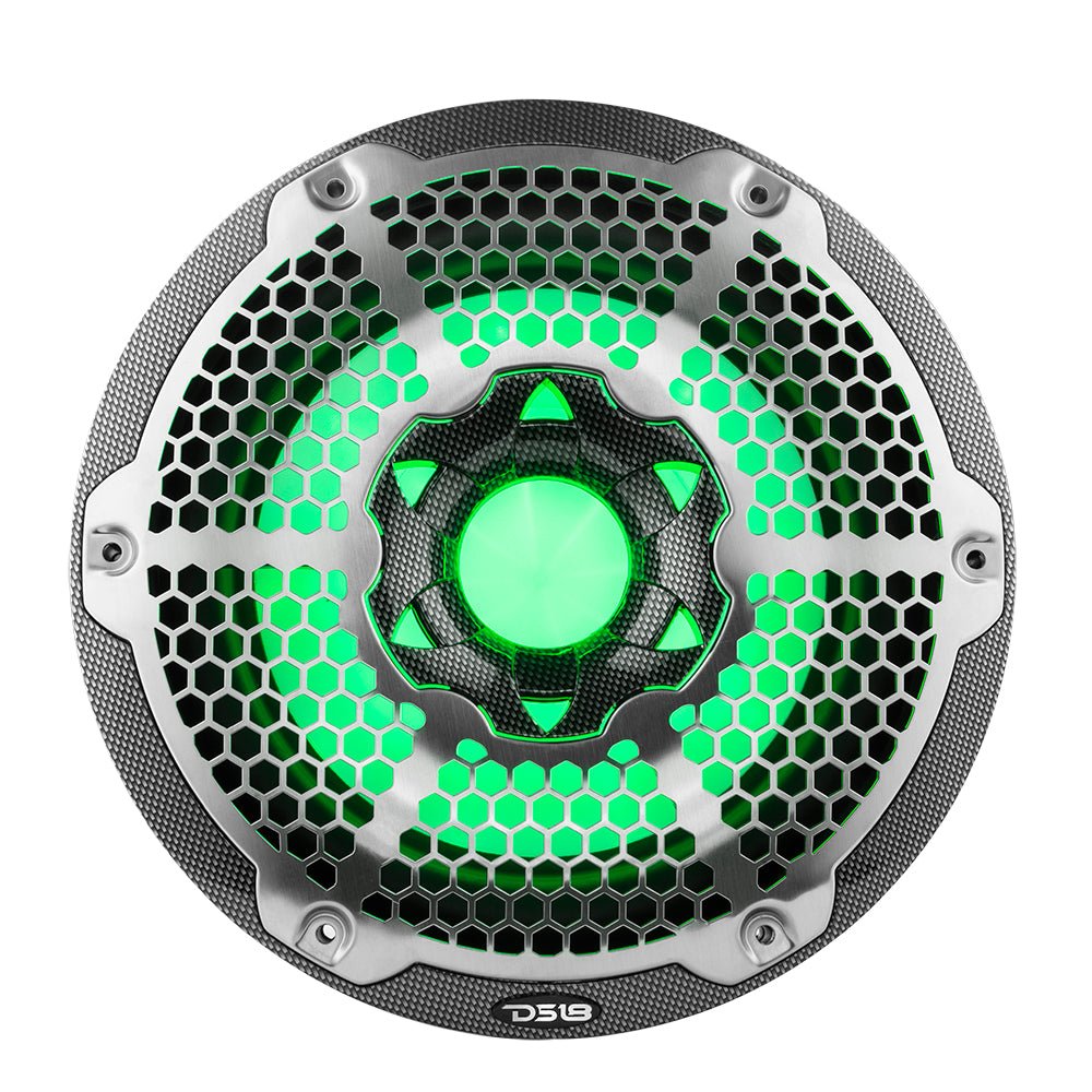 NXL 10" Marine Subwoofer With LED RGB Lights 300 Watts Rms SVC 4-Ohm -Black Carbon Fiber - DS18