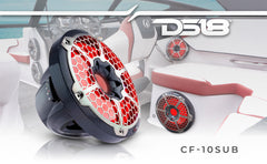 NXL 10" Marine Subwoofer With LED RGB Lights 300 Watts Rms SVC 4-Ohm -Black Carbon Fiber - DS18