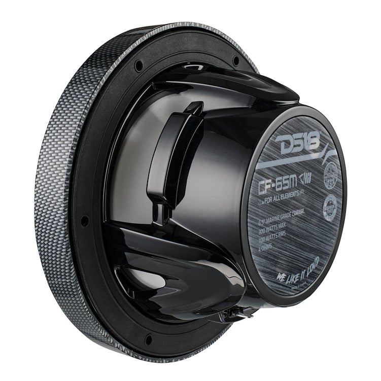 NXL 6.5" 2-Way Coaxial Marine Speaker With LED RGB Lights 100 Watts Rms 4-Ohm - Black Carbon Fiber - DS18