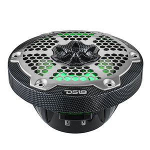 NXL 6.5" 2-Way Coaxial Marine Speaker With LED RGB Lights 100 Watts Rms 4-Ohm - Black Carbon Fiber - DS18
