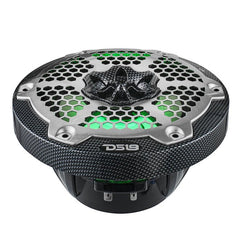 NXL 6.5" 2-Way Coaxial Marine Speaker With LED RGB Lights 100 Watts Rms 4-Ohm - Black Carbon Fiber - DS18