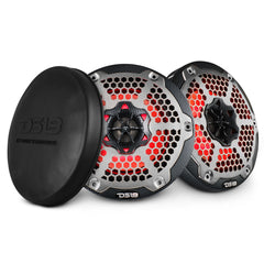 NXL 6.5" 2-Way Coaxial Marine Speaker With LED RGB Lights 100 Watts Rms 4-Ohm - Black Carbon Fiber - DS18