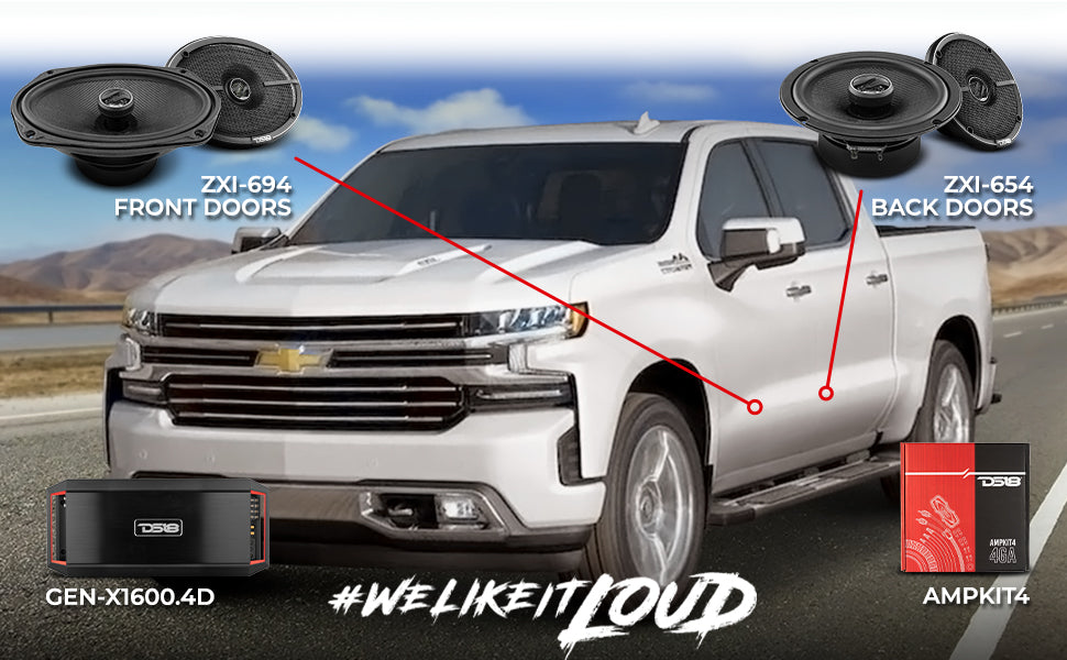 2016-2021 Chevy Silverado 1500 LD Front and Back Doors Speakers Good Upgrade/Replacement Package 1600 Watts - DS18